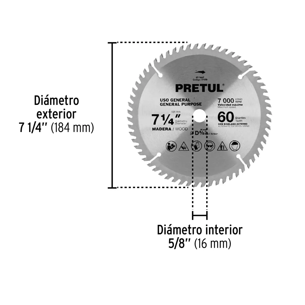 DISCO SIERRA MADERA 60 DIENTES PRETUL — vista 4