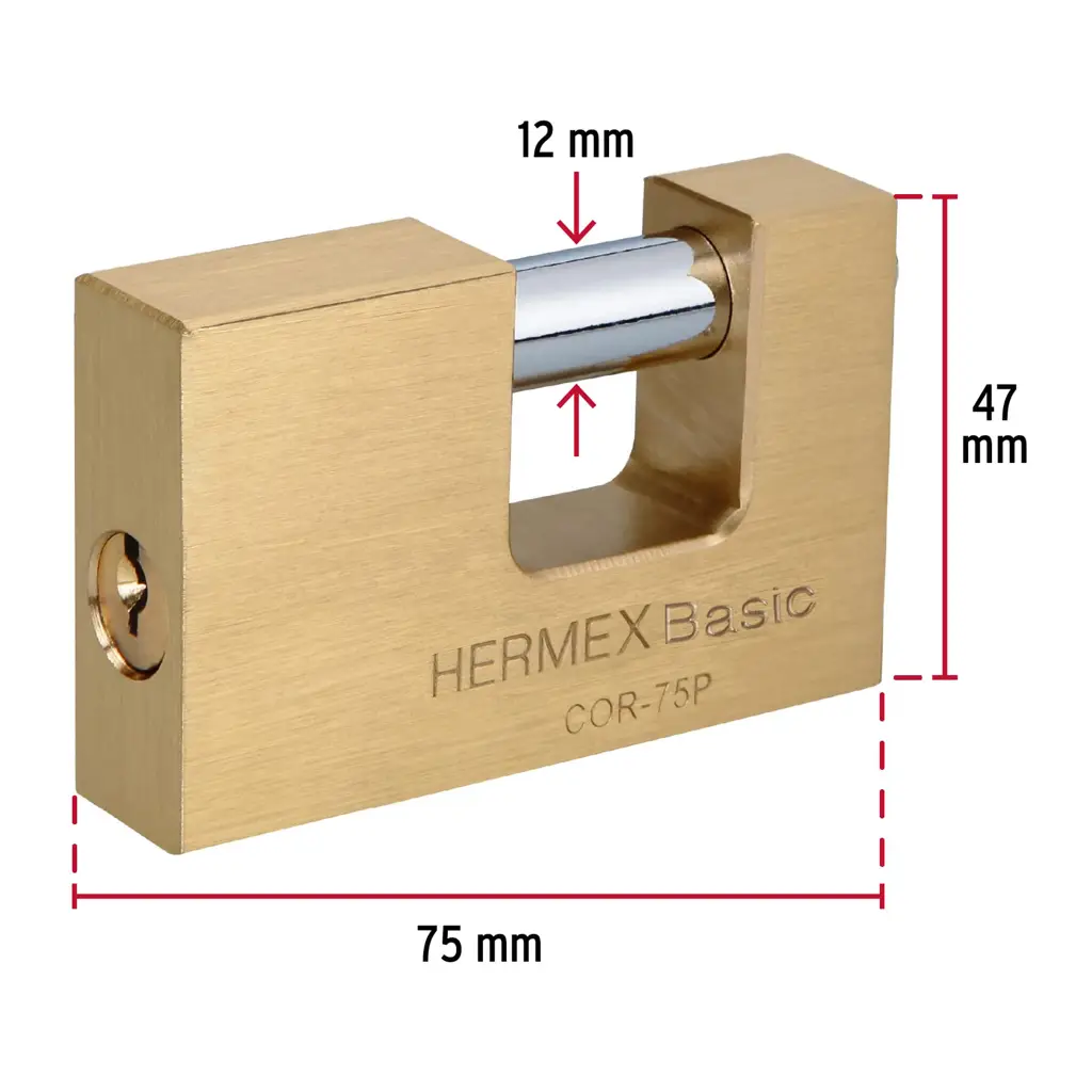 CANDADO DE SEGURIDAD 75MM LATON HERMEX — vista 2