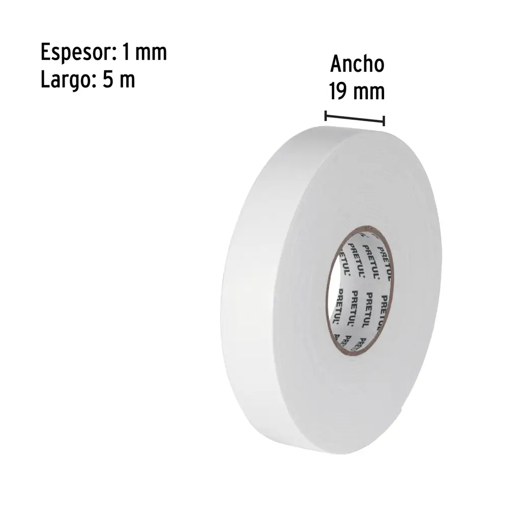 CINTA DOBLE ADHESIVA 19MMX5M PRETUL — vista 3