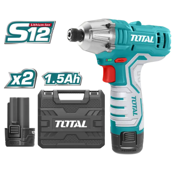 DESATORNILLADOR IMPACTO BATERÍA CON ESTUCHE 1⁄4" 12V TOTAL
