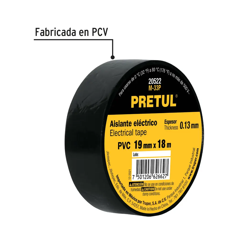 TAPE ELECTRICO NEGRO 3/4X18M PRETUL — vista 3