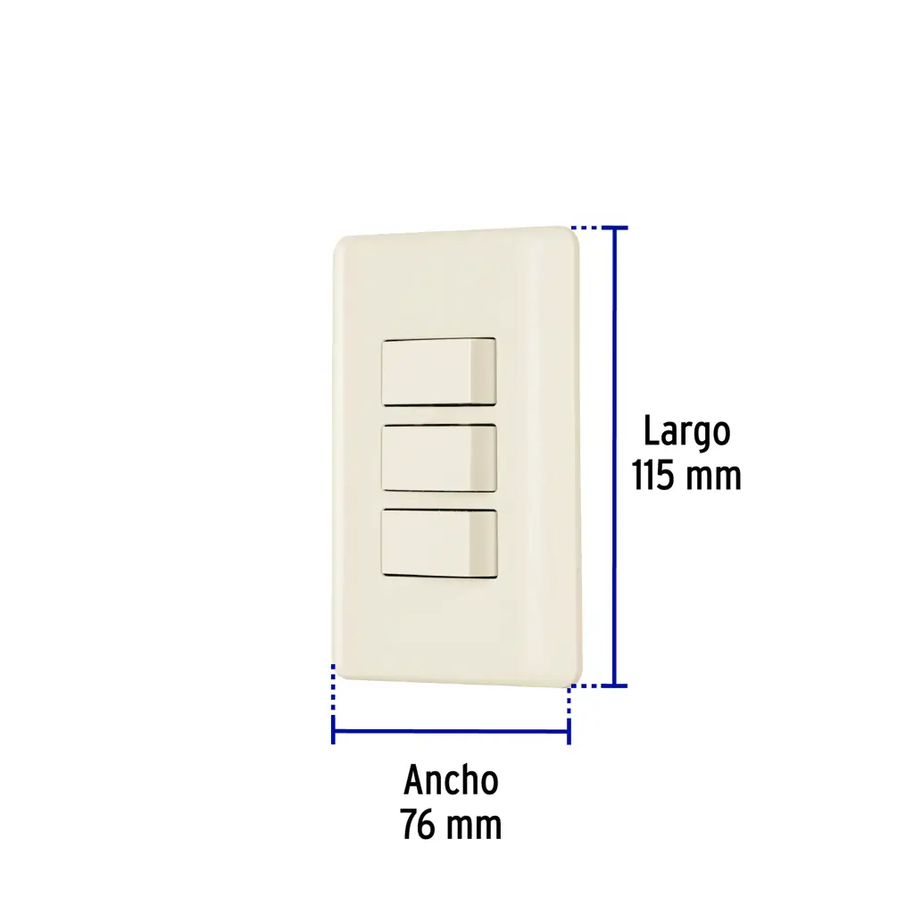 APAGADOR TRIPLE SENCILLO MARFIL VOLTECK — vista 3