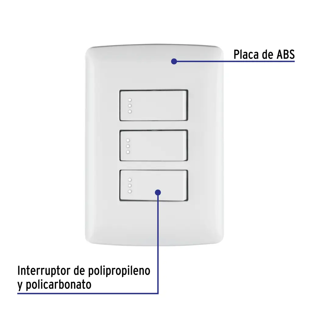 APAGADOR TRIPLE SENCILLO BLANCO ITALIAN VOLTECK — vista 5