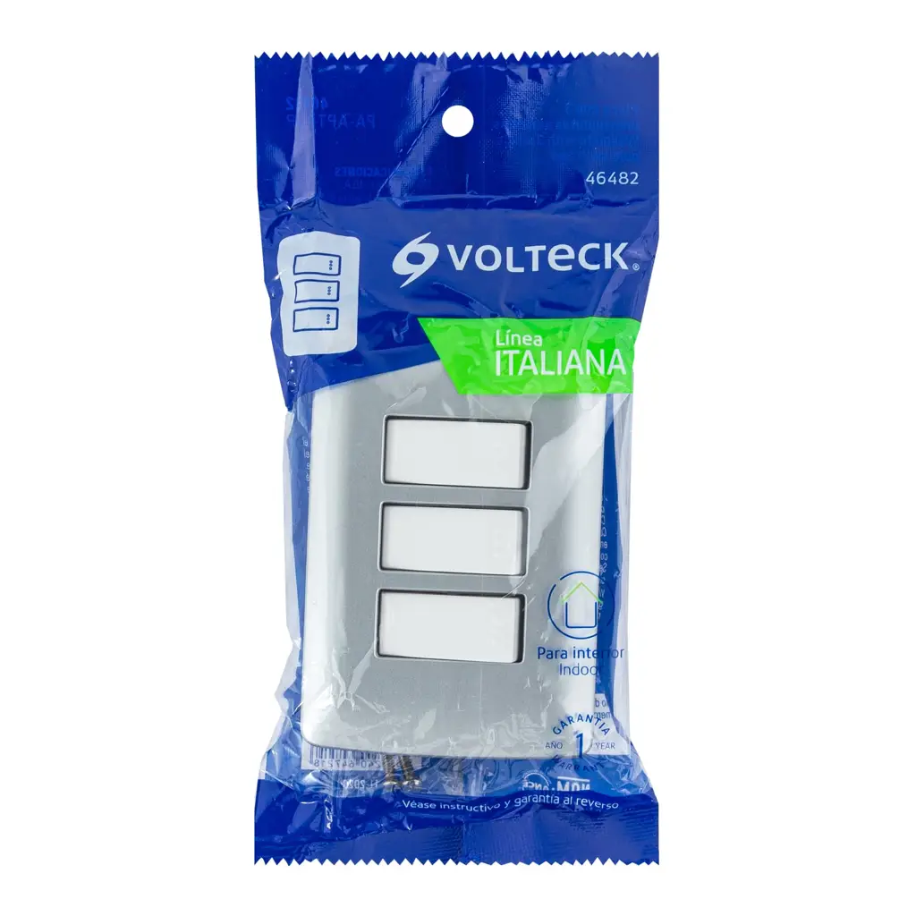 APAGADOR TRIPLE SENCILLO PLATA ITALIAN VOLTECK — vista 2