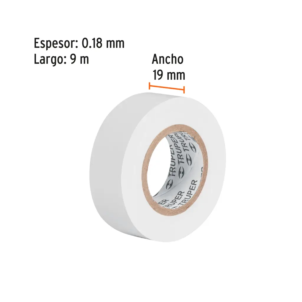 TAPE ELÉCTRICO BLANCO 19MM X 9M TRUPER — vista 3