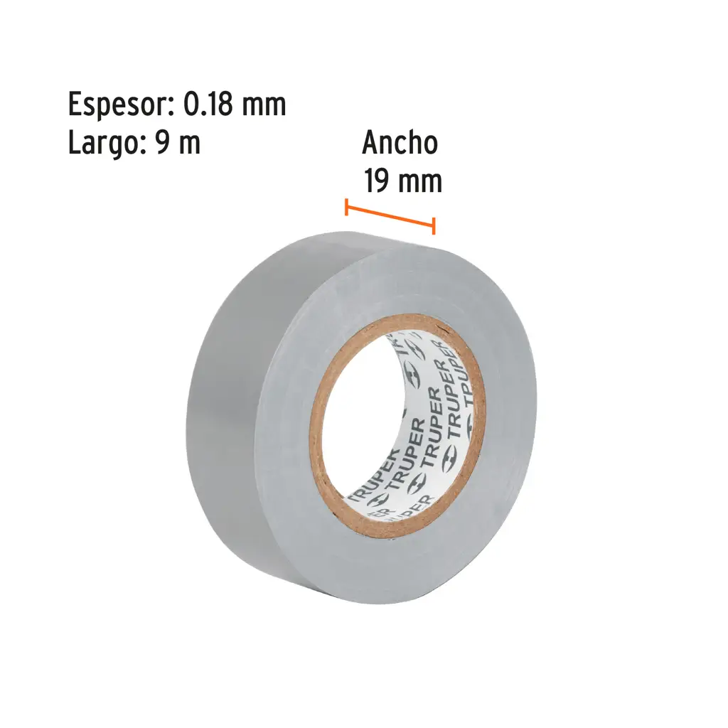 TAPE ELECTRICO GRIS 3/4X9M TRUPER — vista 3