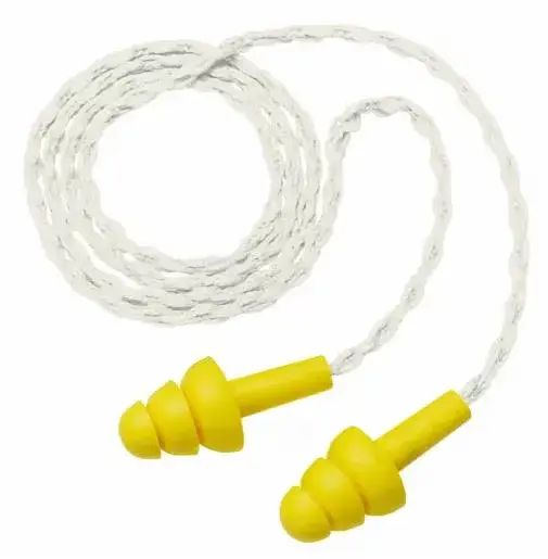 Vista principal de par de tapones auditivos reutilizables con cordón 3M UltraFit modelo 340-4004