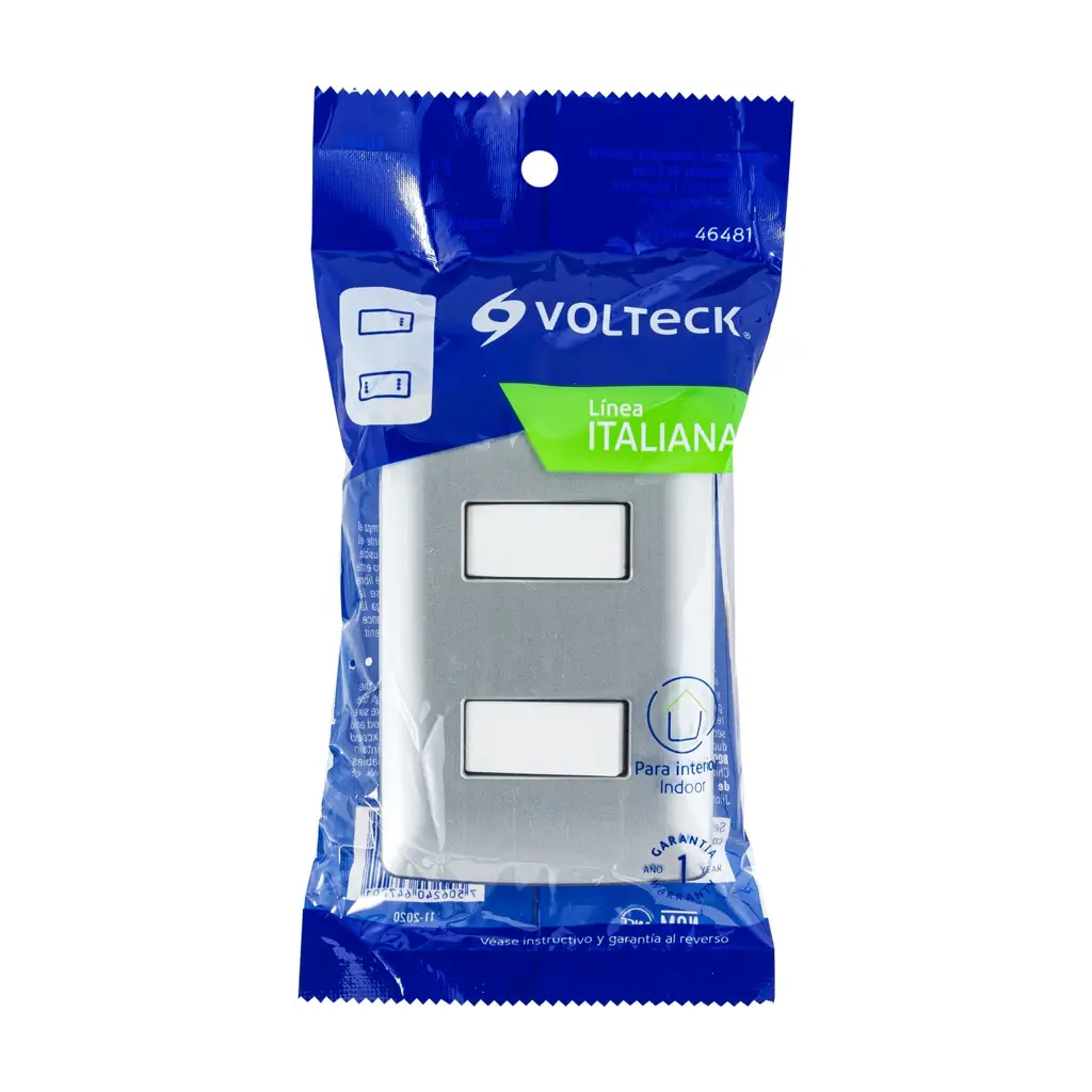 Apagador doble three-way de color plata de la marca Volteck, ideal para control de iluminación en dos puntos. 5