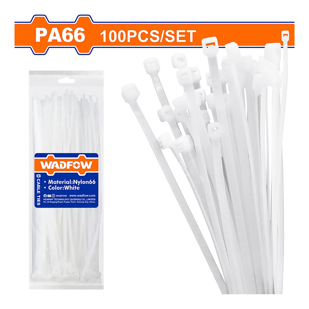 Paquete de amarras plásticas blancas Wadfow de cuatro pulgadas para sujeción de cableado 1