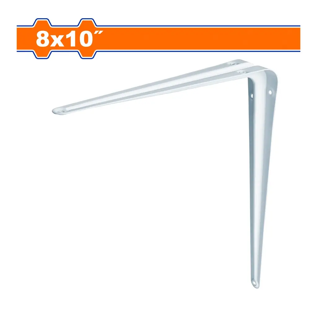 Par de escuadras metalicas tipo pie de amigo en color blanco marca Wadfow de 8 por 10 pulgadas para instalacion de repisas 1