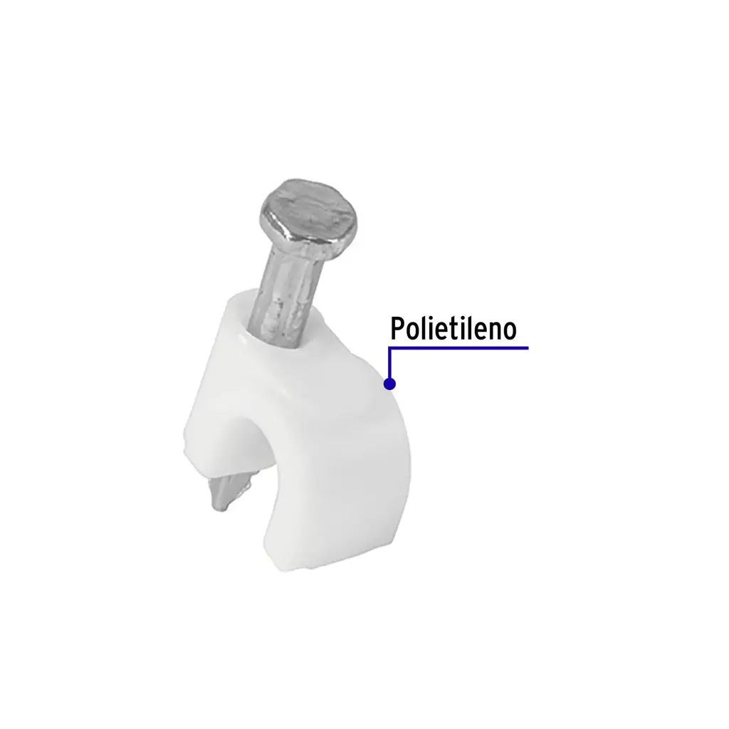 Paquete de grapas curvas blancas de 5mm Volteck con clavo de acero para fijación de cables 3