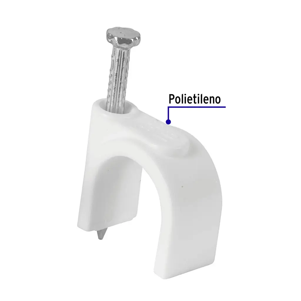 Paquete de grapas curvas blancas de 16 mm marca Volteck con clavo de acero para fijación de cables coaxiales 3