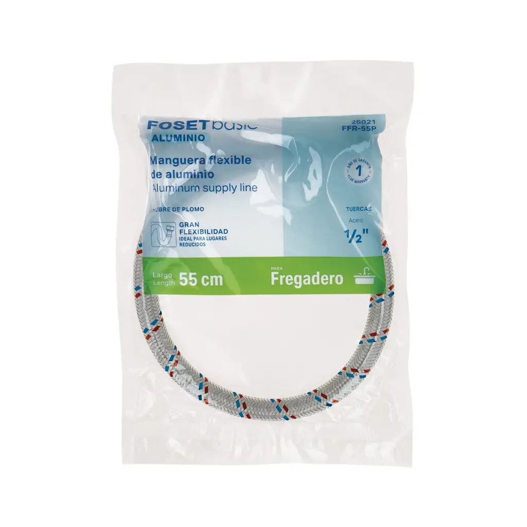 Tubo de abasto flexible y trenzado de cincuenta y cinco centímetros marca Foset para fregadero de cocina 6