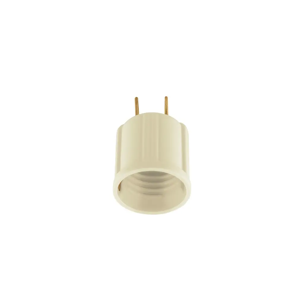 Socket de baquelita color marfil con patillas marca Volteck para conexión directa a tomacorriente 1