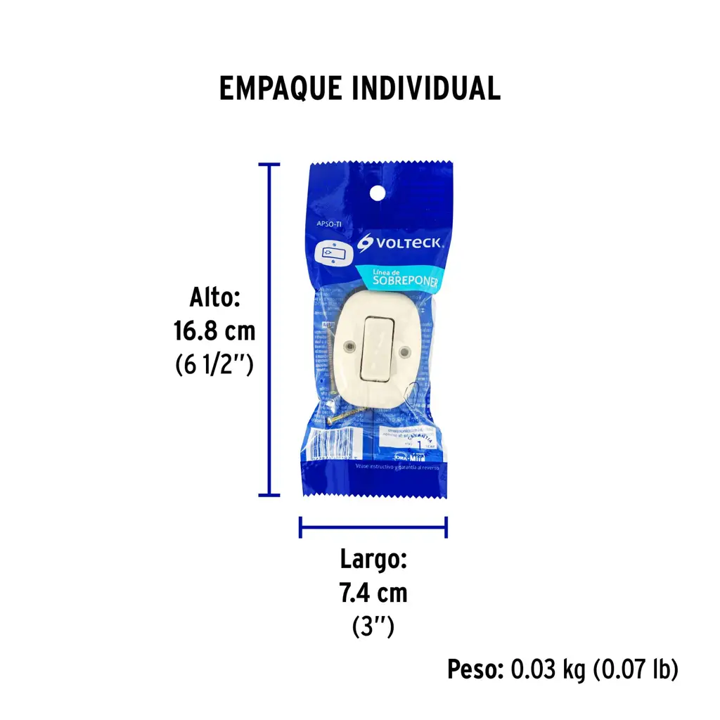 Pulsador de timbre de parche Volteck de color blanco para instalación sobrepuesta 2