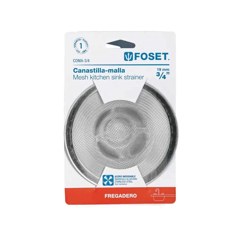 Coladera de malla de acero inoxidable para fregadero marca Foset 4