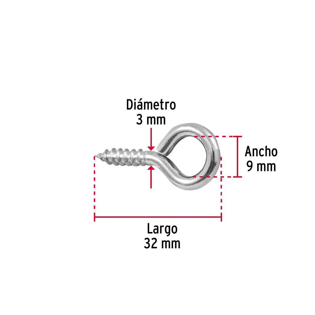 Paquete de 10 ganchos de ojo cerrado Fiero fabricados en acero galvanizado para colgar objetos 3