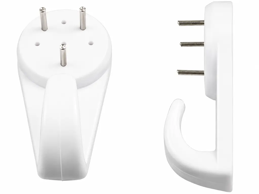 Tres ganchos metálicos con clavo integrado para instalación fácil en pared 1